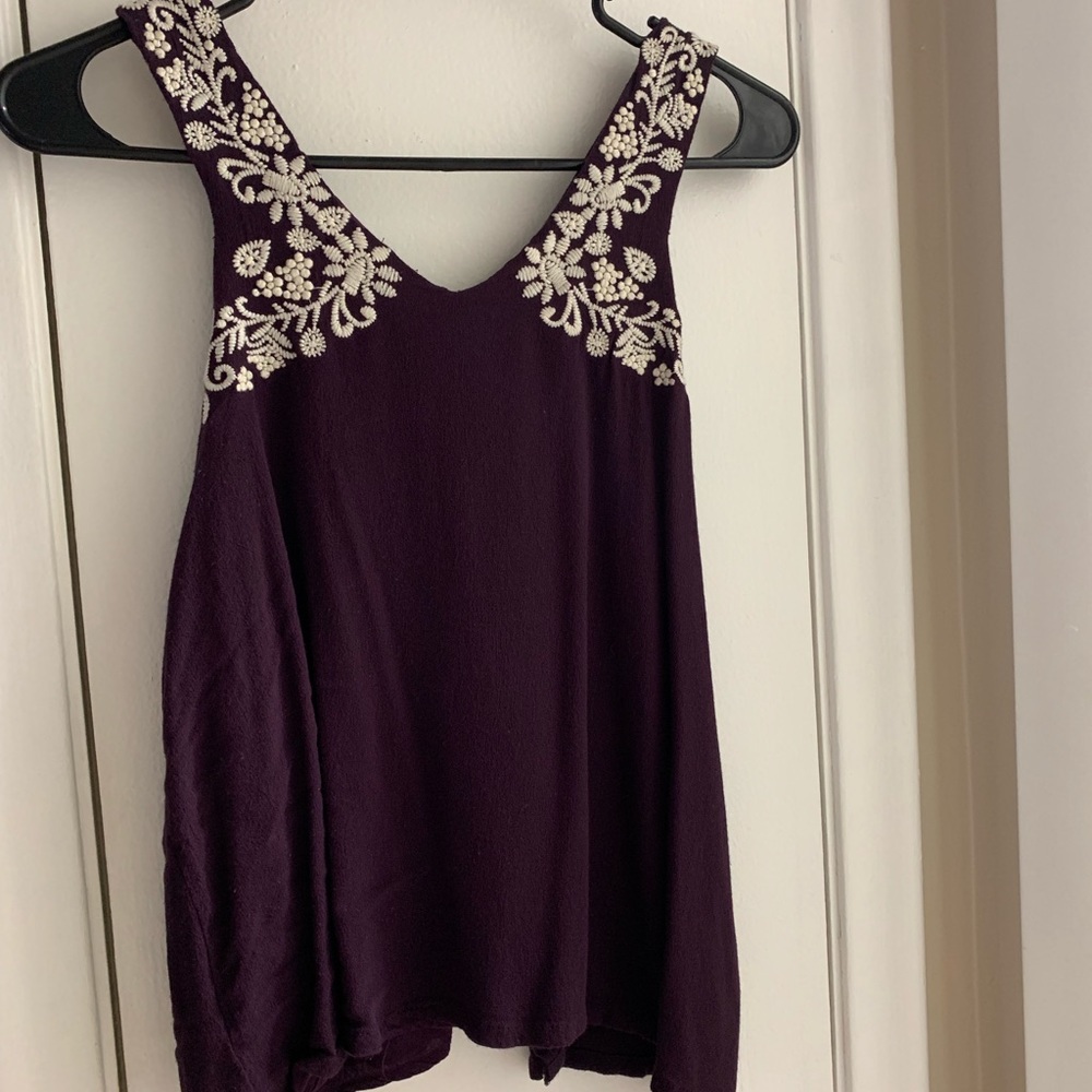 Embroidered chiffon crop top